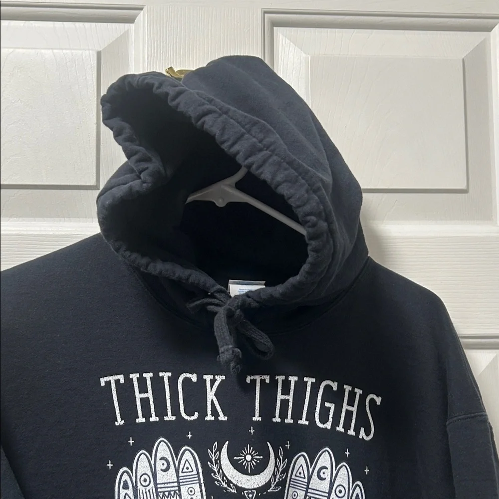 Port & Company Black Graphic Hoodie - Thick Thighs Witch Vibes  Size XLARGE - Picture 2 of 15
